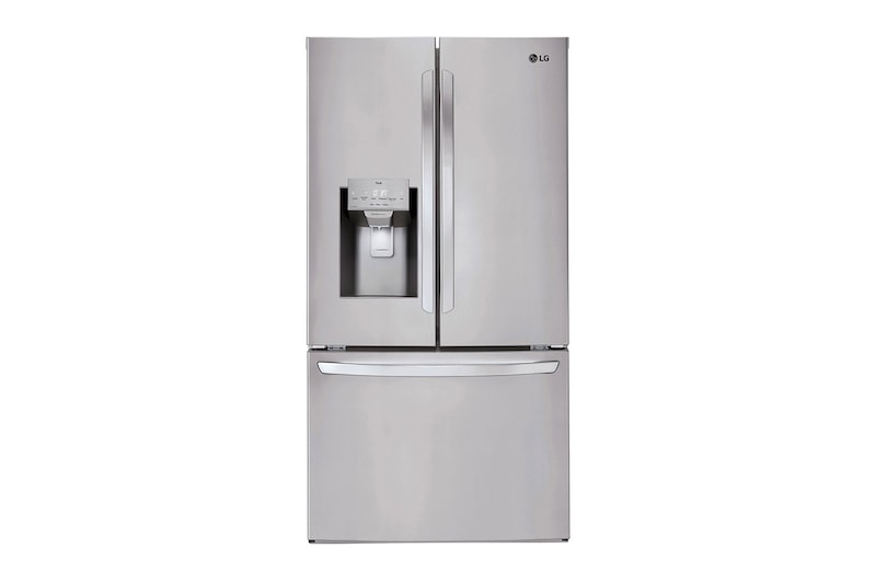 Front view of 36" 28 cu.ft. Standard-Depth French 3-Door Refrigerator | Ice & Water Dispenser | (LRFS28XBS)