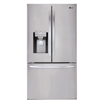 Front view of 36" 28 cu.ft. Standard-Depth French 3-Door Refrigerator | Ice & Water Dispenser | (LRFS28XBS)