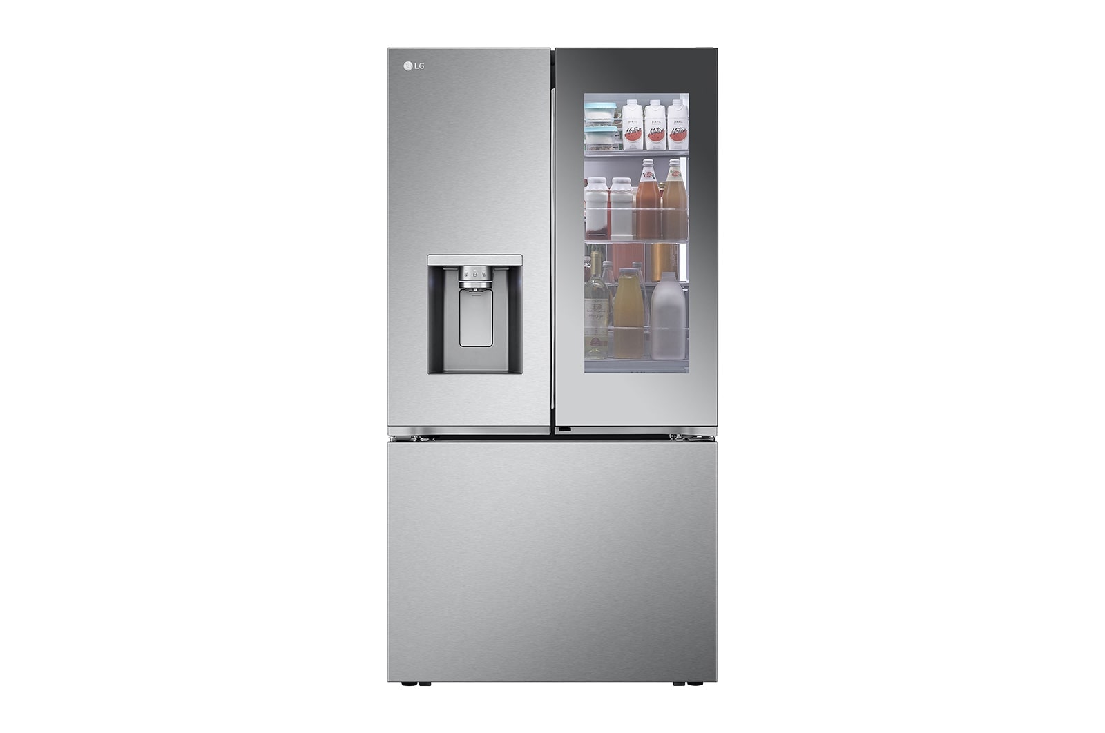LG 36" 26 cu.ft. Mirror InstaView® Door-in-Door® Counter-Depth MAX™ French 3-Door | Ice & Water Dispenser | 4 Types of Ice with Craft Ice®, LRYKC2606S