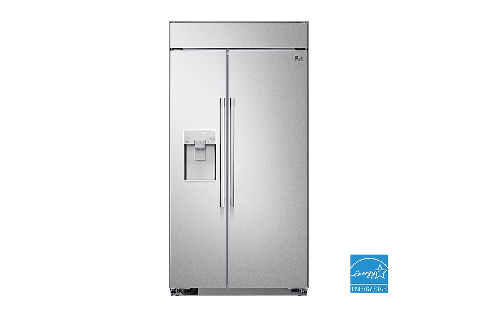 Front view of 42" 26 cu.ft. LG STUDIO Built-In Side by Side Refrigerator | Ice & Water Dispenser | Flush Design SRSXB2622S