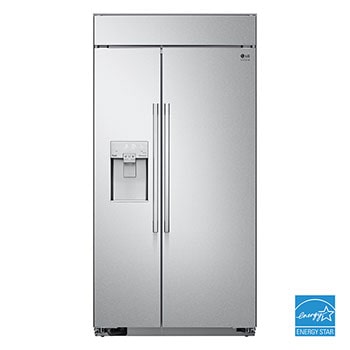 Front view of 42" 26 cu.ft. LG STUDIO Built-In Side by Side Refrigerator | Ice & Water Dispenser | Flush Design SRSXB2622S