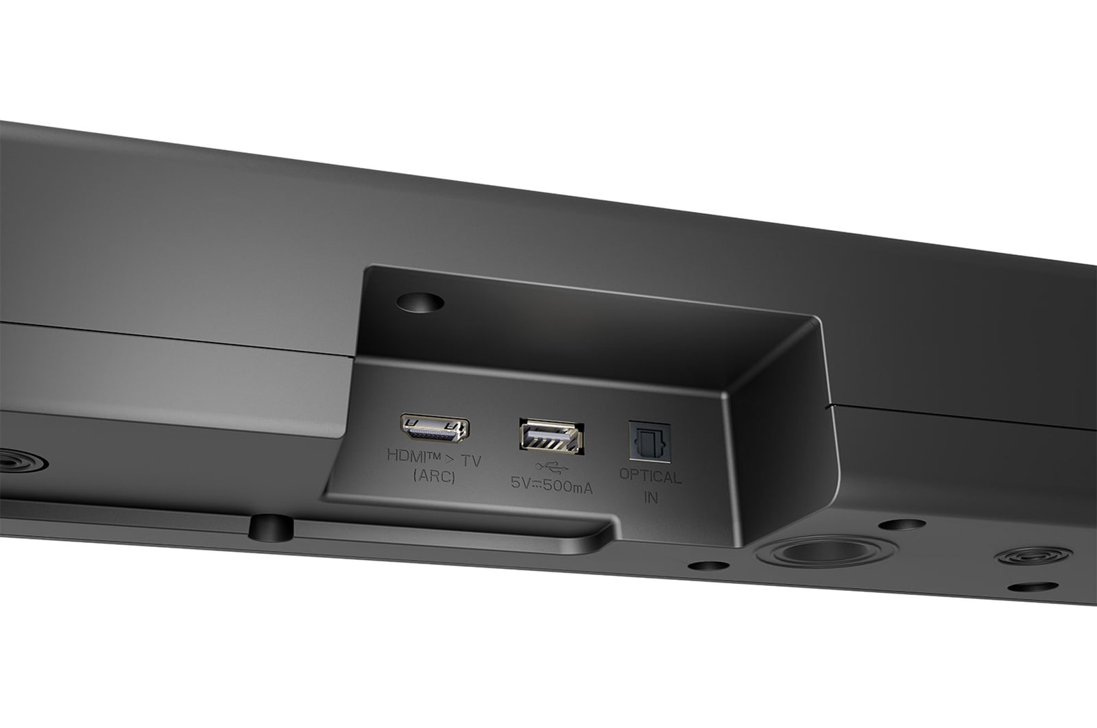 Angled view of LG Soundbar S55TR's back