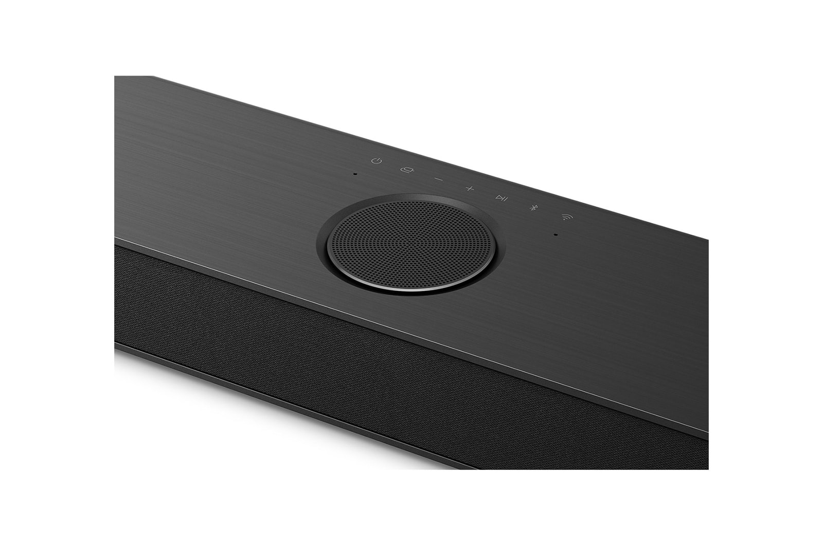 Top angled view of LG Soundbar S80TR's Center Up-Firing Channel