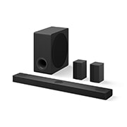 Angled view of LG Soundbar S80TR and subwoofer