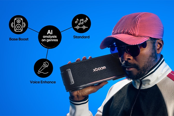 will.i.am is holding xboom Bounce right next to his face.
