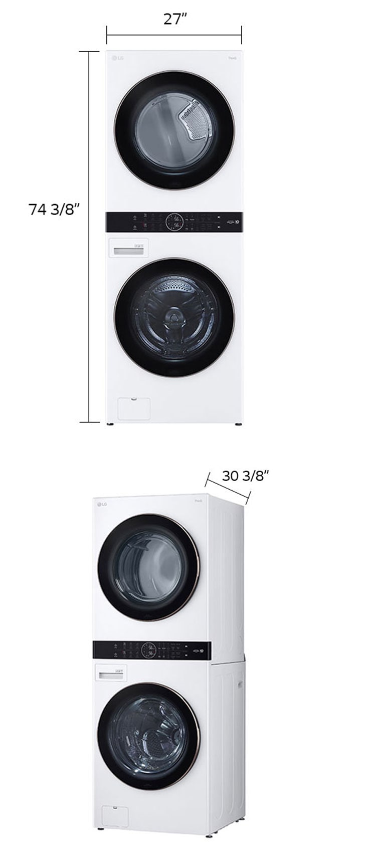 Lg washer online dryer specs