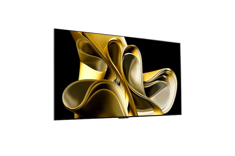 Slightly-angled right-facing side view of LG OLED M3 on the wall