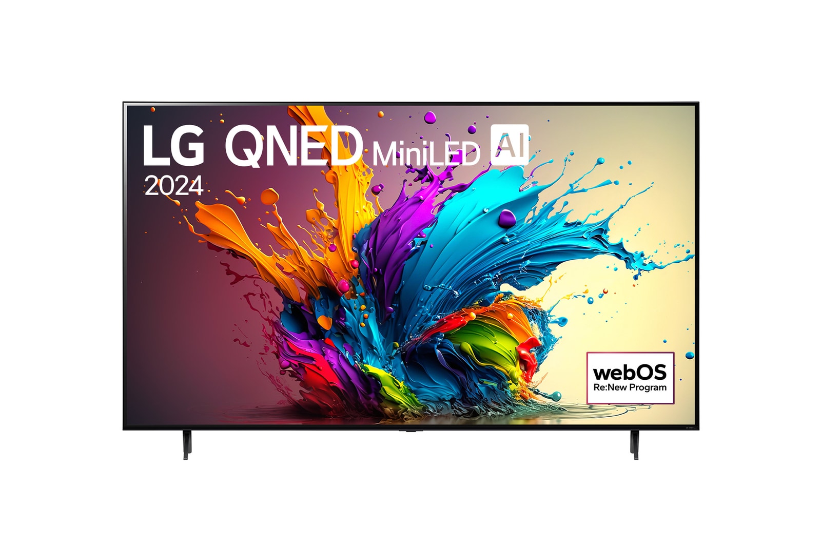 Front view of 86 Inch LG QNED MiniLED AI QNED90 4K Smart TV 2024 86QNED90TUA