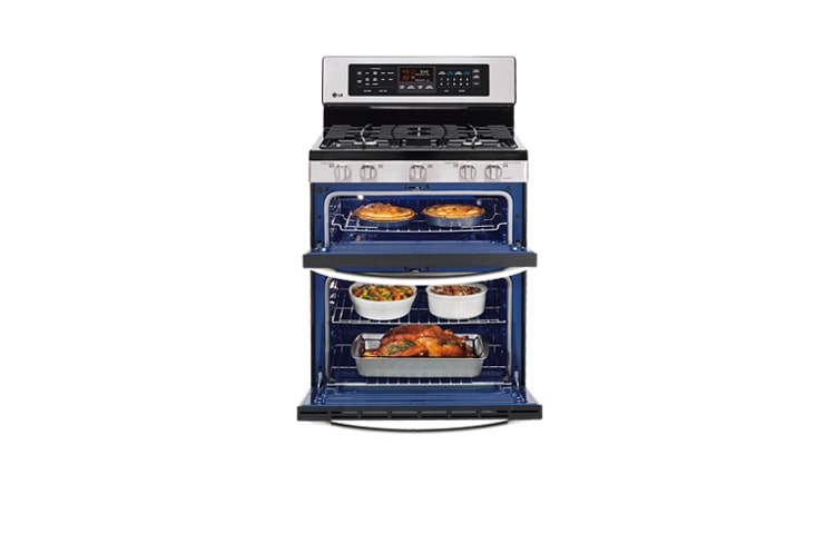 LG A Large Capacity Gas Double Oven with Infrared Grill (Upper: 2.2 cu.ft. / Lower: 3.9 cu.ft.), LDG3017ST