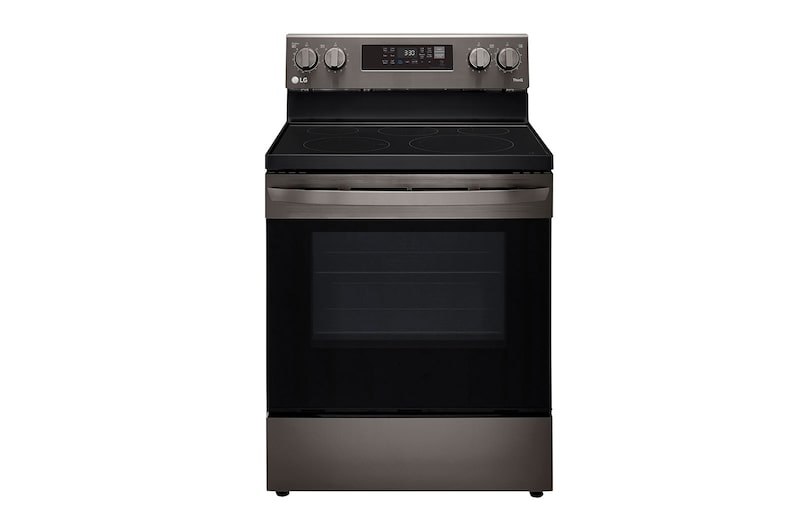 LG 30" Elec. 6.3 cu ft. Range | Fan Convection, Air Fry , EasyClean®& Smart, Black Stainless, Freestanding, LREL6323D