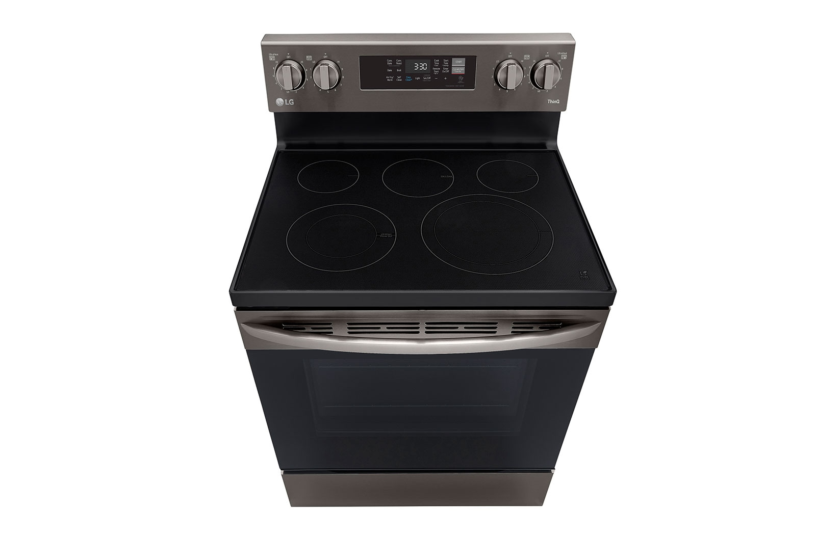 LG 30" Elec. 6.3 cu ft. Range | Fan Convection, Air Fry , EasyClean®& Smart, Black Stainless, Freestanding, LREL6323D