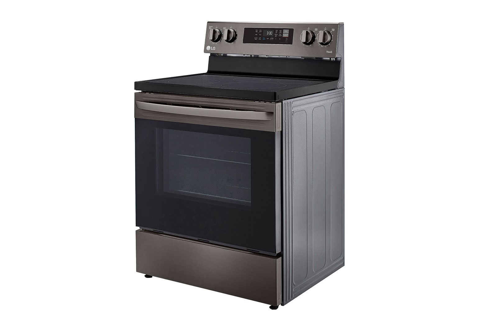 LG 30" Elec. 6.3 cu ft. Range | Fan Convection, Air Fry , EasyClean®& Smart, Black Stainless, Freestanding, LREL6323D