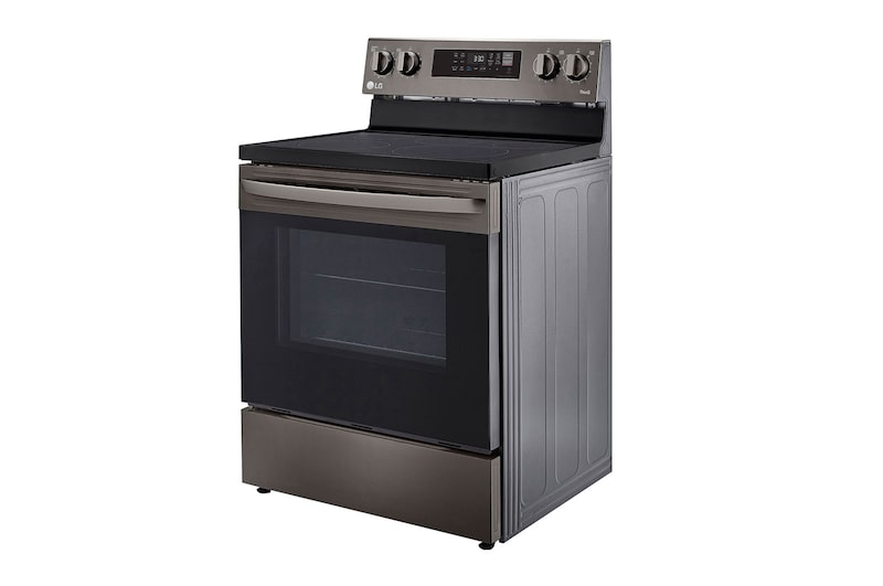 LG 30" Elec. 6.3 cu ft. Range | Fan Convection, Air Fry , EasyClean®& Smart, Black Stainless, Freestanding, LREL6323D