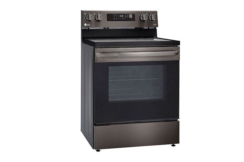 LG 30" Elec. 6.3 cu ft. Range | Fan Convection, Air Fry , EasyClean®& Smart, Black Stainless, Freestanding, LREL6323D