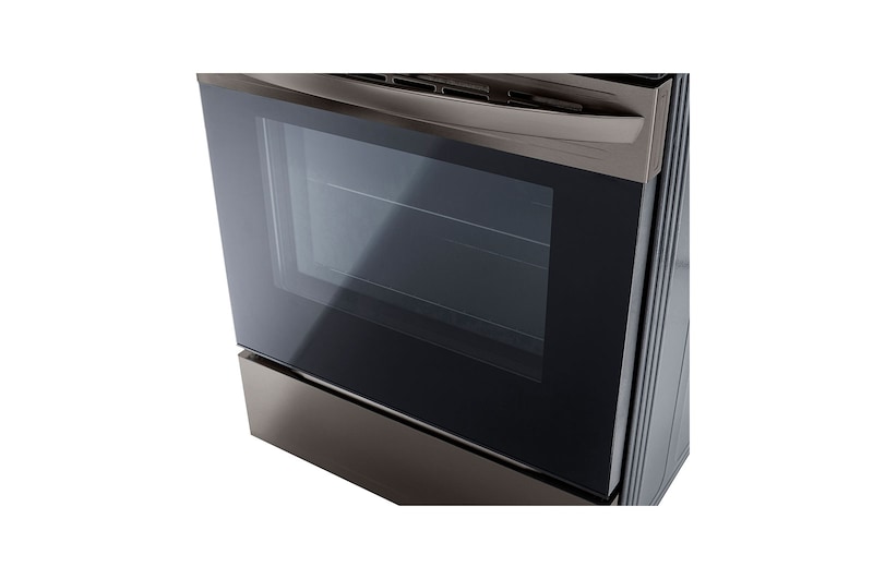 LG 30" Elec. 6.3 cu ft. Range | Fan Convection, Air Fry , EasyClean®& Smart, Black Stainless, Freestanding, LREL6323D