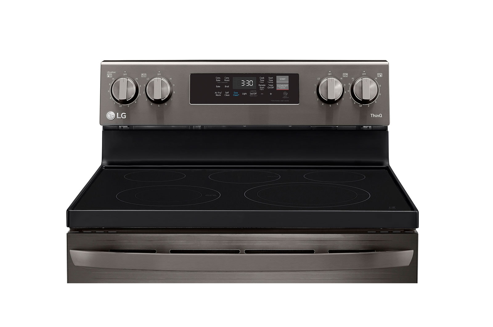 LG 30" Elec. 6.3 cu ft. Range | Fan Convection, Air Fry , EasyClean®& Smart, Black Stainless, Freestanding, LREL6323D