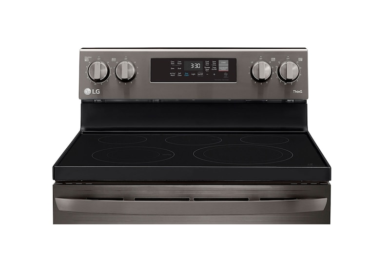 LG 30" Elec. 6.3 cu ft. Range | Fan Convection, Air Fry , EasyClean®& Smart, Black Stainless, Freestanding, LREL6323D