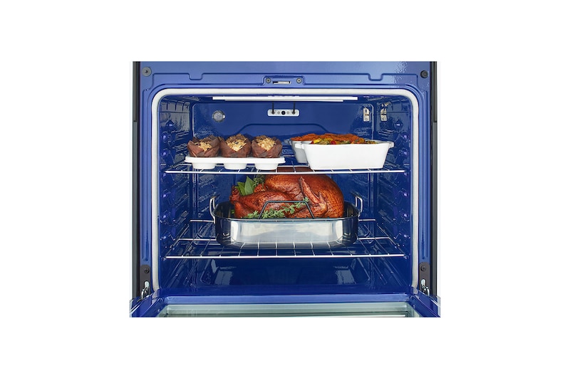 LG 30" Elec. 6.3 cu ft. Range | Fan Convection, Air Fry , EasyClean®& Smart, Stainless, Freestanding, LREL6323S