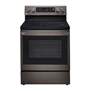 Front view of 30" Elec. 6.3 cu ft. Range | Probake Convection, Air Fry, InstaView®, SelfClean, EasyClean®& Smart, Black Stainless, Freestanding LREL6325D