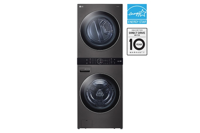 Front view of LG 5.2 cu.ft. and 7.4 cu.ft. WashTower® with TurboWash® TurboSteam® - WKEX200HBA