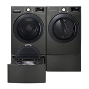 LG 6.3 Total Capacity LG TWINWash™ Bundle with LG Pedestal and Gas Dryer, WM3800HBA_WD100CB_DLGX3901B_WDP4B