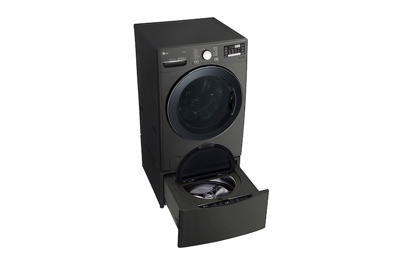 LG 6.3 Total Capacity LG TWINWash™ Bundle with LG Pedestal and Gas Dryer, WM3800HBA_WD100CB_DLGX3901B_WDP4B