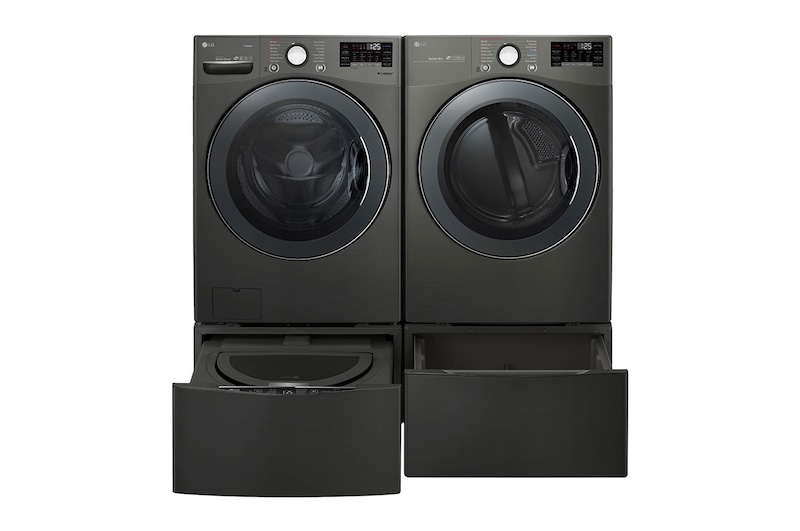 LG 6.3 Total Capacity LG TWINWash™ Bundle with LG Pedestal and Gas Dryer, WM3800HBA_WD100CB_DLGX3901B_WDP4B