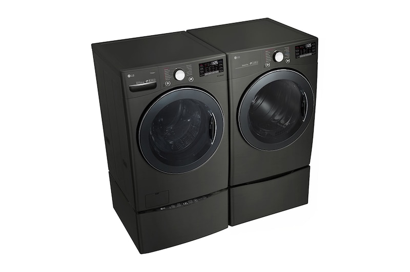 LG 6.3 Total Capacity LG TWINWash™ Bundle with LG Pedestal and Gas Dryer, WM3800HBA_WD100CB_DLGX3901B_WDP4B