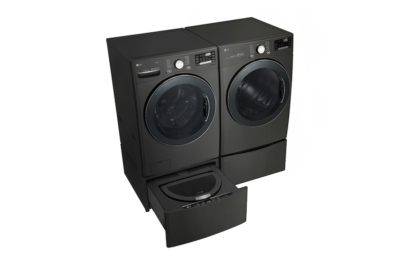 LG 6.3 Total Capacity LG TWINWash™ Bundle with LG Pedestal and Gas Dryer, WM3800HBA_WD100CB_DLGX3901B_WDP4B