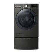 Front view of 6.3 Total Capacity LG TWINWash™ Bundle with LG Pedestal WM3800HBA_WD100CB
