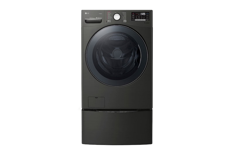 Front view of 6.3 Total Capacity LG TWINWash™ Bundle with LG Pedestal WM3800HBA_WD100CB
