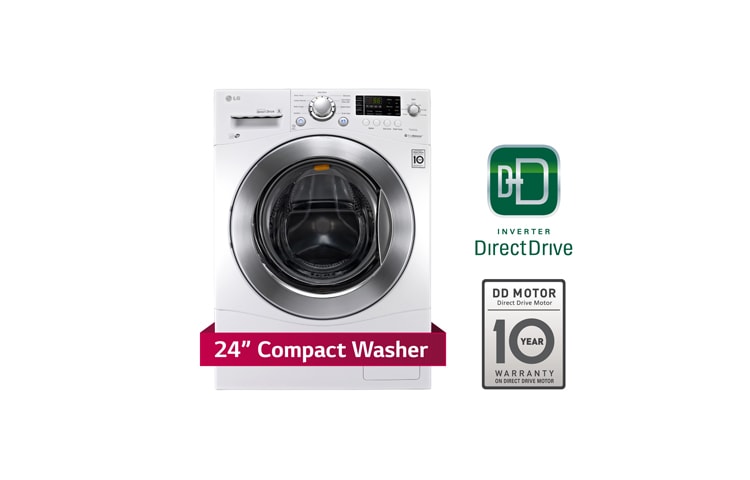 LG 24 inch, 2.6 cu.ft. Capacity Compact Size Front Load Washer with 6Motion™ Technology, WM1377HW