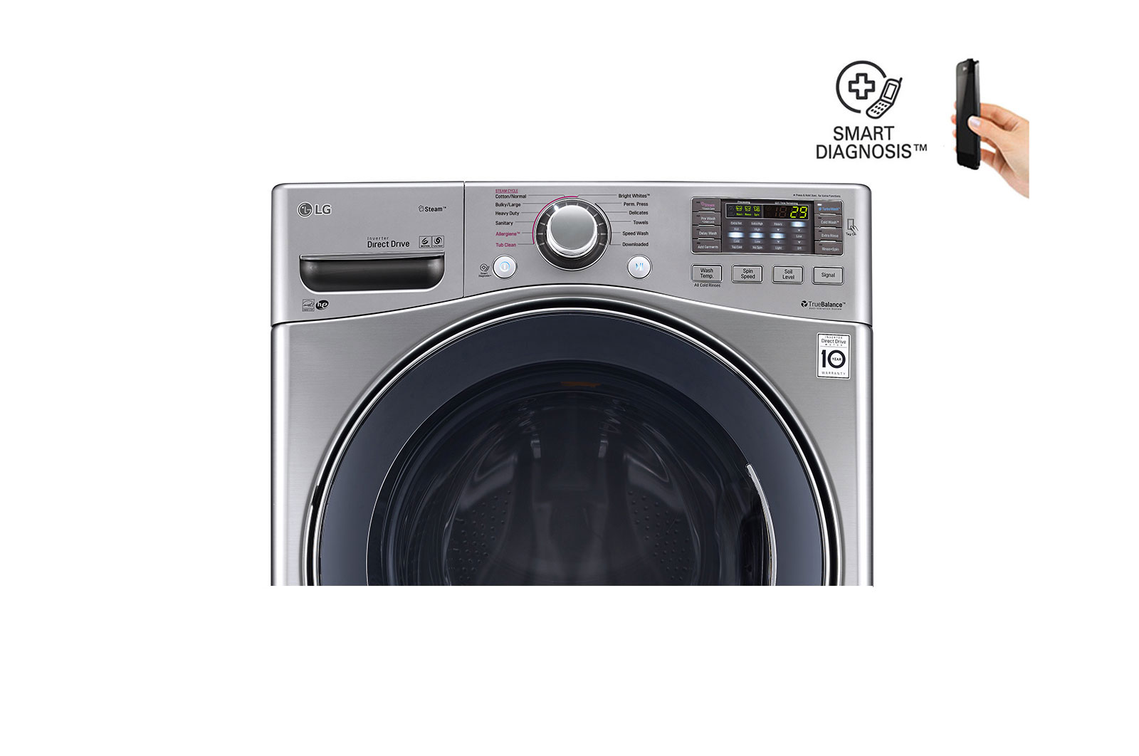 LG 5.2 cu.ft. Ultra Large Capacity Washer with NeveRust™ Stainless Steel Drum , WM3770HVA