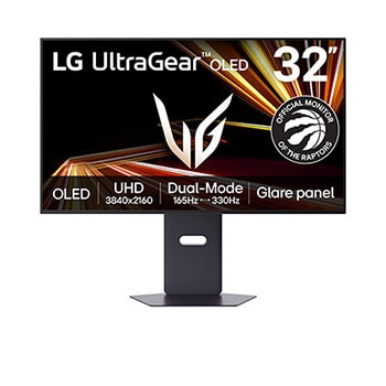 Front view of LG UltraGear™ GX8 32-inch OLED 4K UHD Gaming Monitor | 32GX850A with Dual-Mode, 0.03ms (GtG), DisplayHDR™ True Black 400, Glare Panel 32GX850A-B