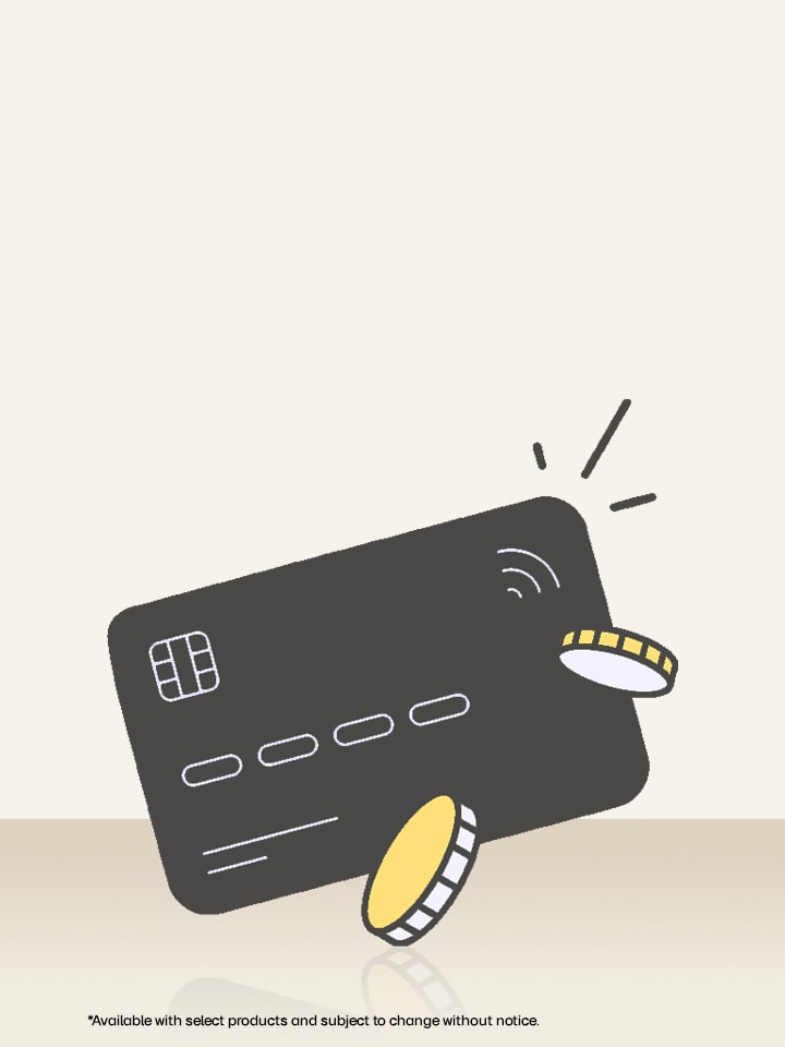 Financing theme represented by credit card and coins