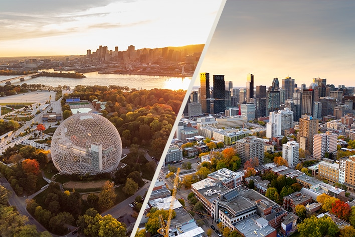 Montreal and Calgary skyline