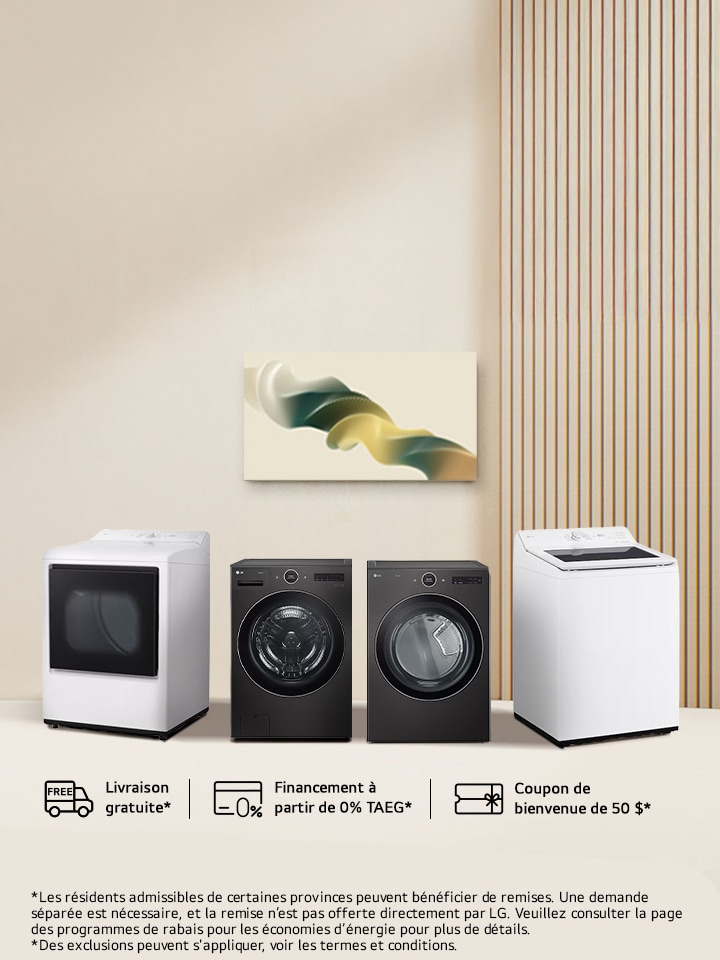 100 $ de rabais sur certains ensembles lessive. Livraison gratuite 2+ et admissibilité aux remises ENERGY STAR🅫.