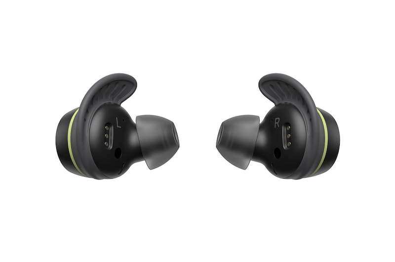 LG Écouteurs Bluetooth véritablement sans fil TONE Free<sup>MD</sup> Fit TF8 de LG dotés de la technologie SwivelGrip, et boîtier de recharge UVnano+, TONE-TF8