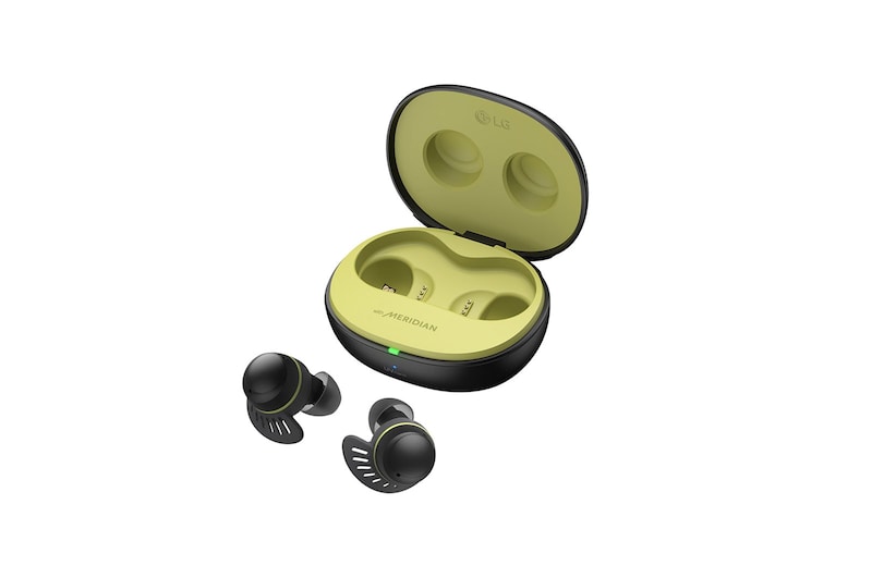LG Écouteurs Bluetooth véritablement sans fil TONE Free<sup>MD</sup> Fit TF8 de LG dotés de la technologie SwivelGrip, et boîtier de recharge UVnano+, TONE-TF8