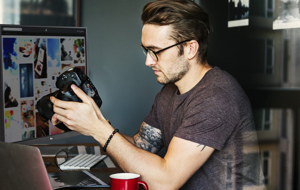 Scène d’un photographe avec l’Ergo