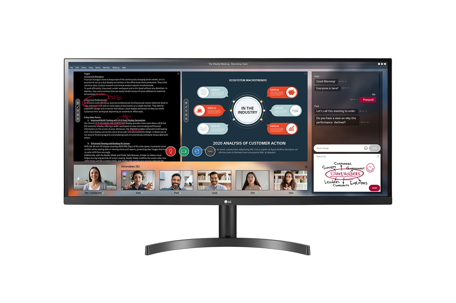 LG Moniteur 34WL60TM-B IPS pleine HD 1080p UltraWide 21:9 de 34 po de LG avec HDR, 34WL60TM-B