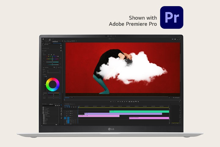Traitez les tâches lourdes comme le montage de séquences vidéo et la conception 3D sans aucun décalage. – Illustré avec Adobe Premiere Pro.