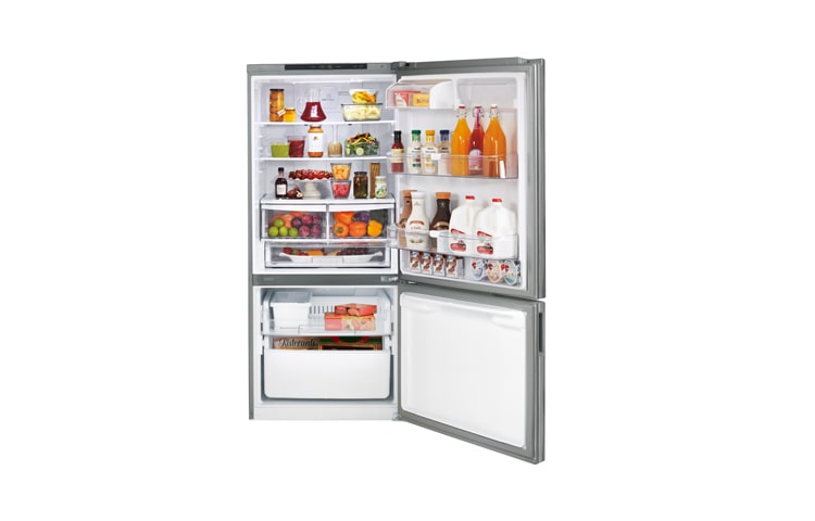 LG Réfrigérateur de 30 po, 22 pi 3 avec congélateur en bas doté d'une porte à charnière avec refroidissement à débit d'air multiple, LBN22370ST