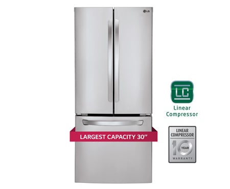 LG Réfrigérateur de 30 po d’une capacité de 22 pi3 avec porte à deux battants et refroidissement à débit d’air multiple, LFC22770ST