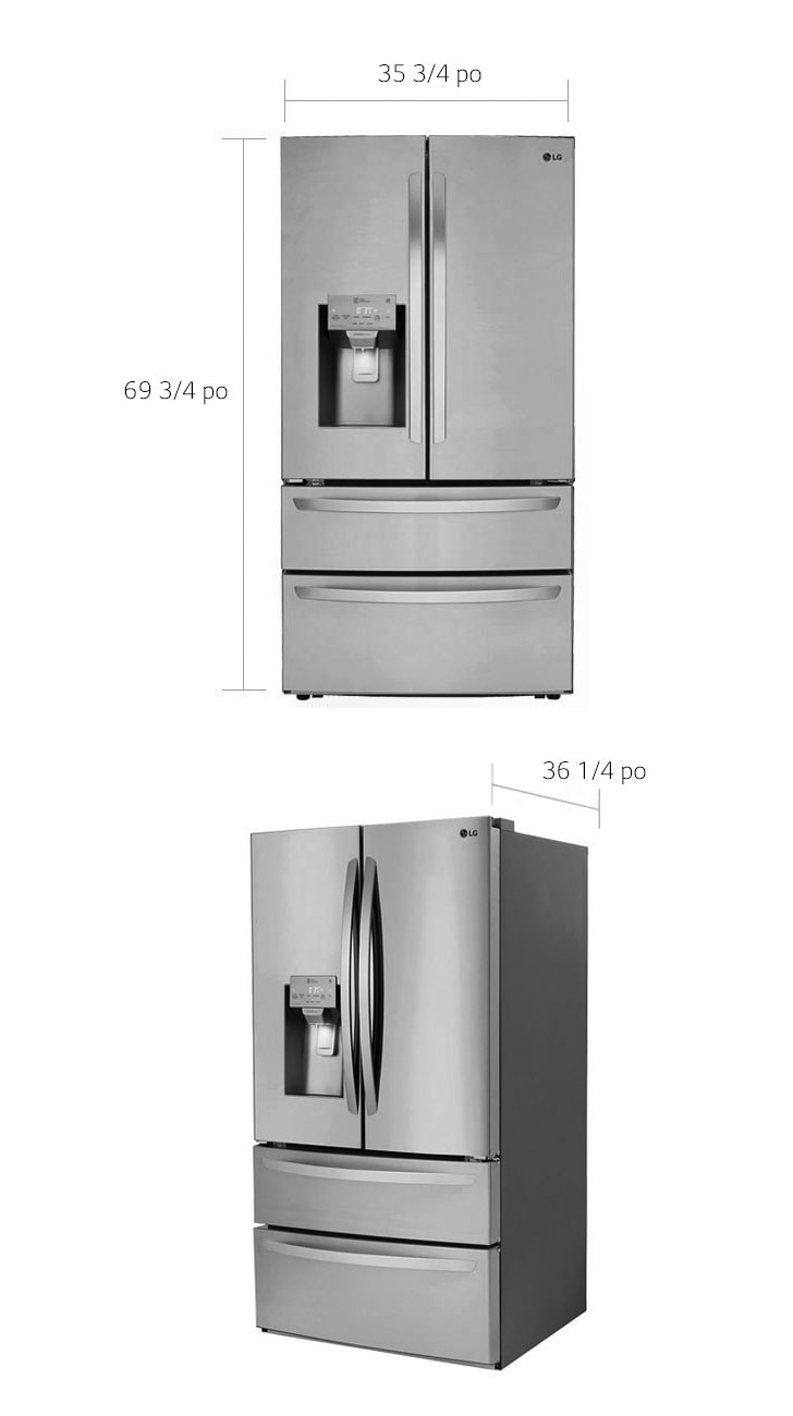 Réfrigérateur intelligent à portes françaises LG avec machine à glaçons, 36  po, noir mat LFXS28566M