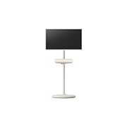 Vue de face du haut-parleur fixé sur le StanbyME de LG, avec l’écran réglé sur le mode horizontal