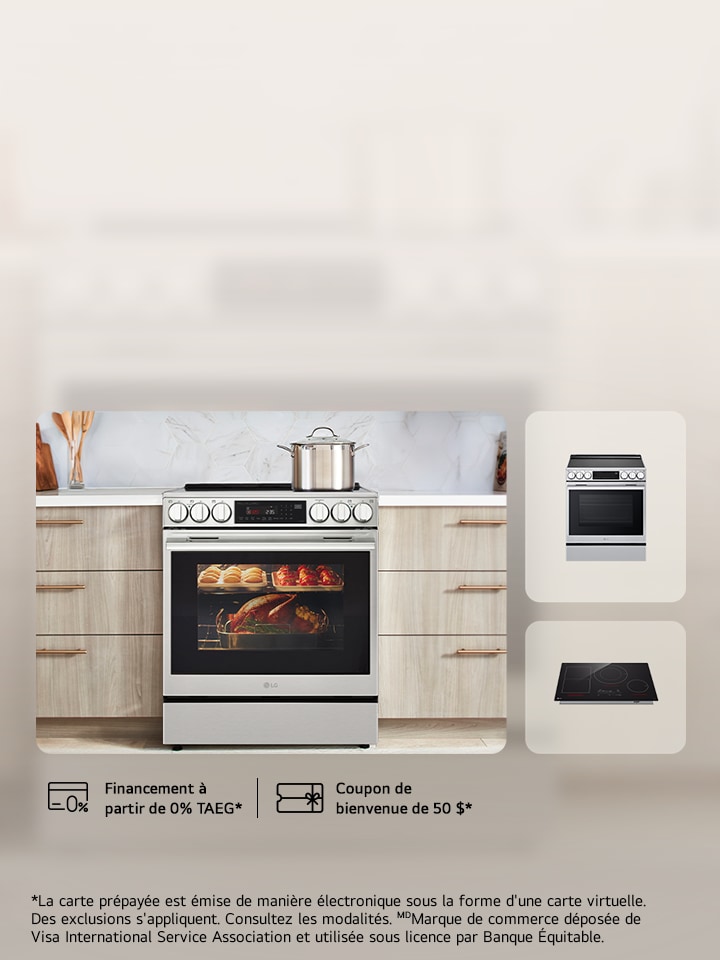 Recevez une carte VISA prépayée de 150 $ avec achat de cuisinières et tables de cuisson LG ENERGY STAR®