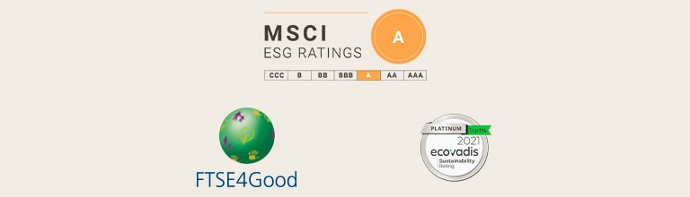Logo MSCI ESG, logo FTSE4Good, logo 2020 Eco Vadis