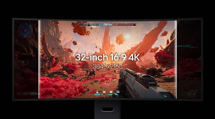 L’écran passe d’un écran 4K 16:9 de 32 pouces à un moniteur de jeu 5K2K 21:9 de 39 pouces pour des visuels de jeu plus immersifs