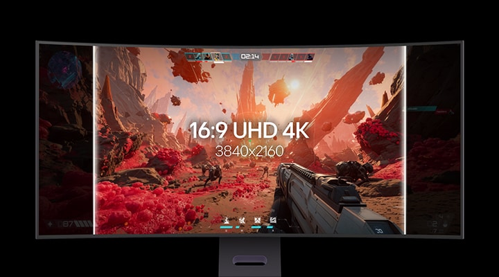 L’écran passe d’un écran 16:9 4K UHD à un écran de jeu 21:9 5K2K pour des visuels de jeu plus immersifs